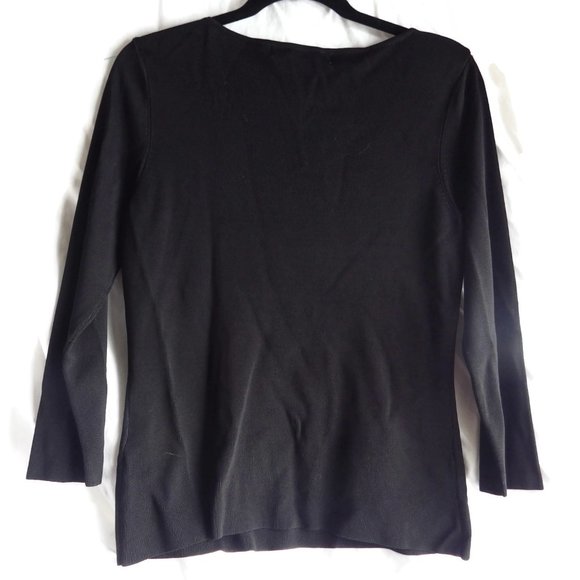 Lucia Burns Black Sweater Embellished Dragon Sequins Size M - Picture 2 of 5